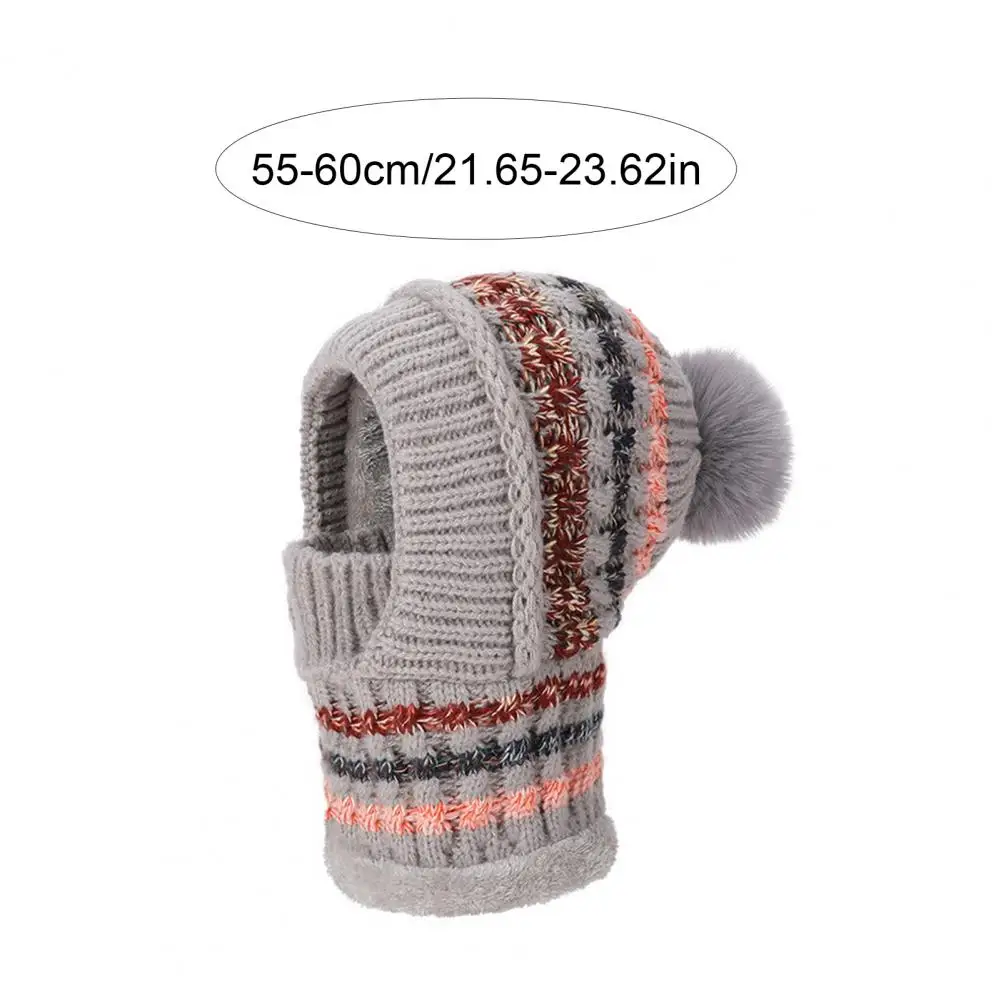 Knit Balaclava Scarf Women’s Winter Ski Hat with Long Scarf Full Face Guard Thermal Fleece Headgear Patchwork Color Knit Cap