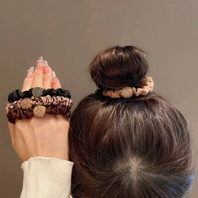 4Pcs/Lot Girl Hair Band Accessories Fashion Large Hair Ties Solid Color Elastic Scrunchies For Women Ponytail Hairstyle