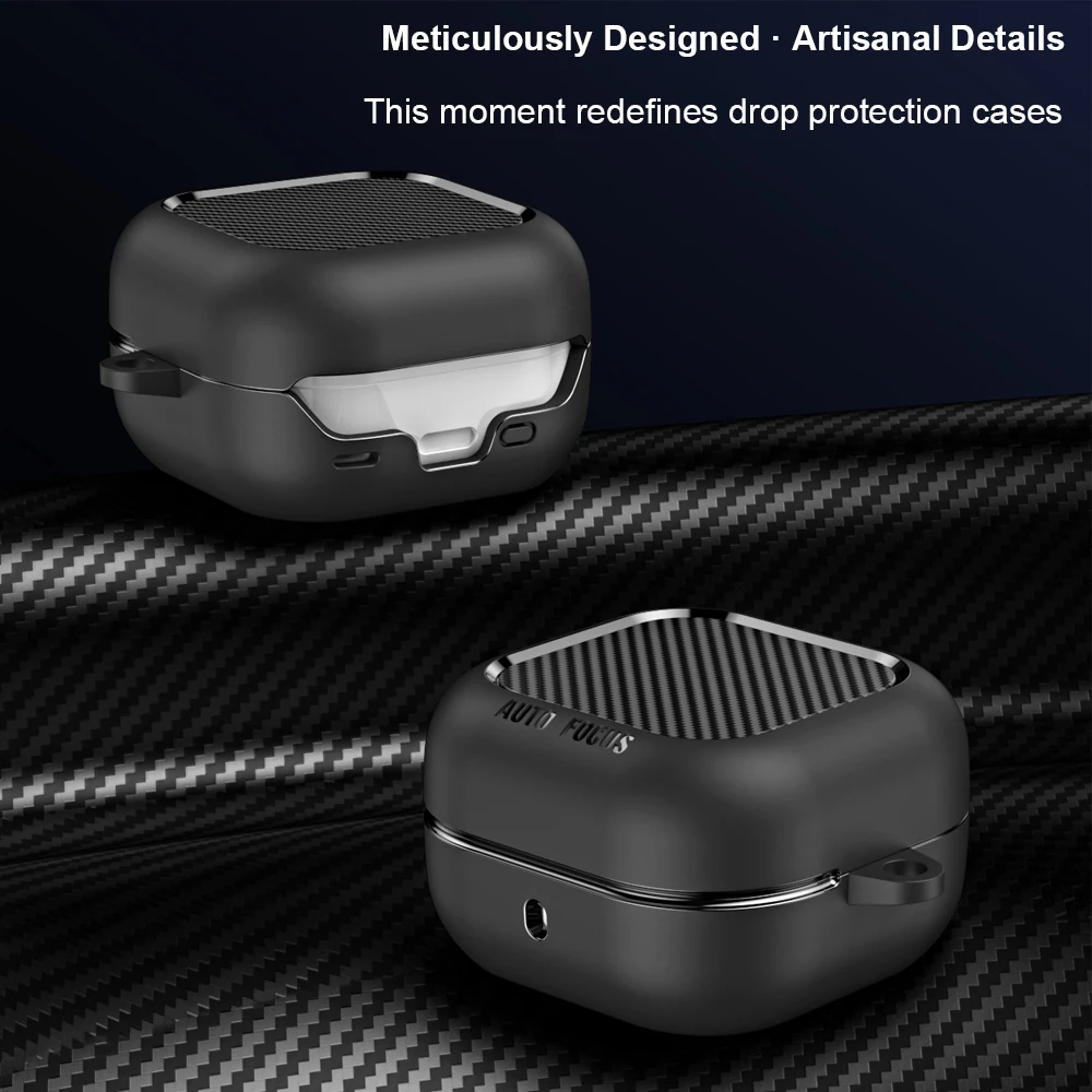 

For Samsung Galaxy Buds 4/Buds 4 Pro Case Protective Cover 4-Corner Airbag Shockproof Drop Protection with Carabiner Clip