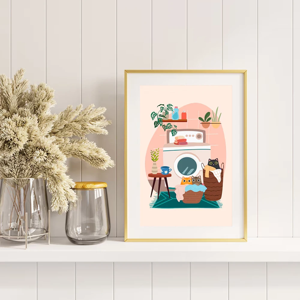 Black Cat Bubble Bath Art Canvas Poster Funny Cat Print Bathroom Mural Abstract Wall  Decoration Painting Home Gift unframed
