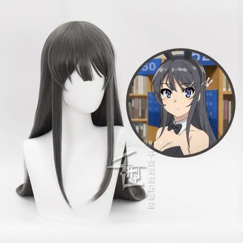 

Anime Rascal Does Not Dream Of Bunny Girl Senpai Sakurajima Mai Cosplay Wig Dark Grey Long Hair Heat Resistant Synthetic Hallowe
