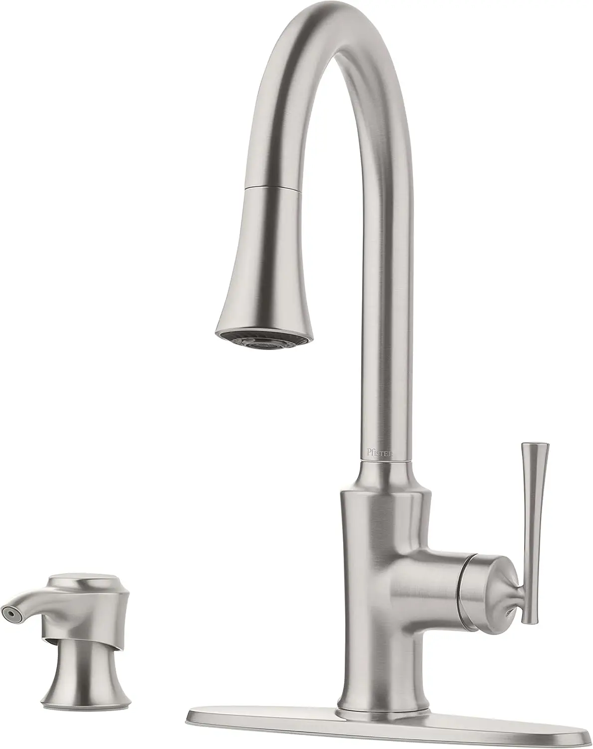 

Кухонный кран из нержавеющей стали с высокой дугой и выдвижным распылителем и диспенсером для мыла, с одной ручкой, с защитой от пятен