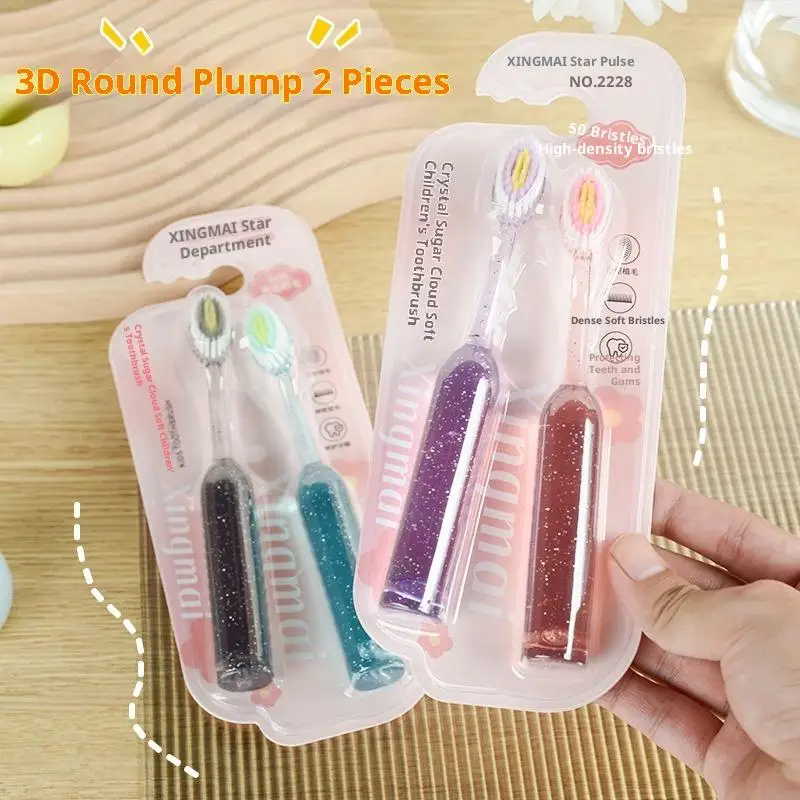 2Pcs Dental Oral Care Manual Toothbrush Children Toothbrush Soft Bristle Teeth Whitening Brushes For Kids Age 3-12 Years
