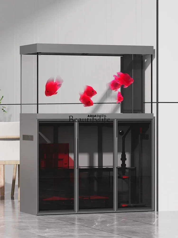 

LD33Living Room Home Super White Glass Bottom Filter Dragon Fish Tank Small and Medium-Sized Aquatic Plants Ecological Aquarium