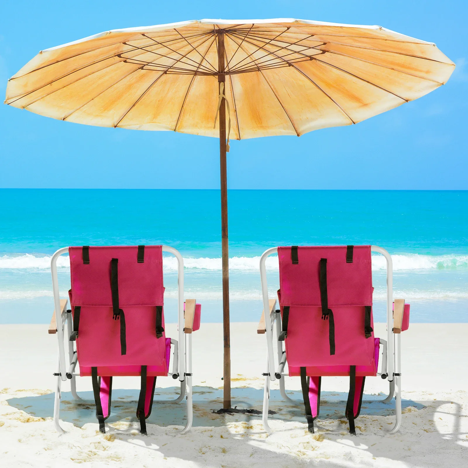 

Folding Beach Chair Set of 2 for Adults, 4 Position Portable Backpack Foldable Camping Chair, Robust Support Outdoor beach chair