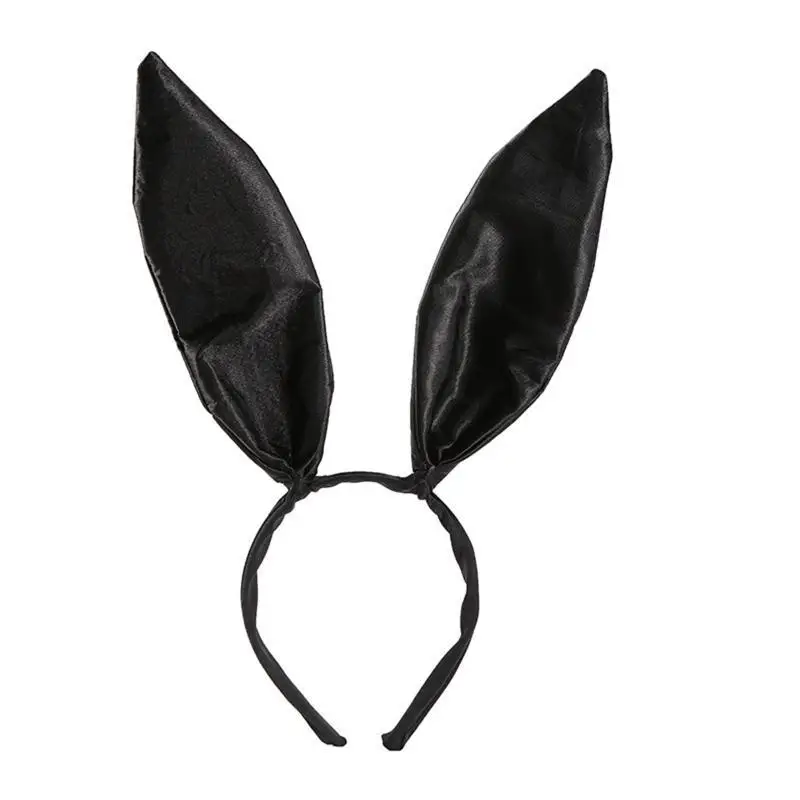 

652F Easter Bunny Ear Headband Adult Satin Hair Hoop Bunny Cosplay