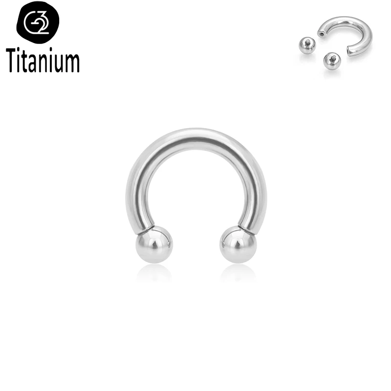G23 Titanium Horseshoe Nose Ring Barbell Internal Thread Large Gauge Earlobe Piercing Ear Expander Septum Earring Body Jewelry
