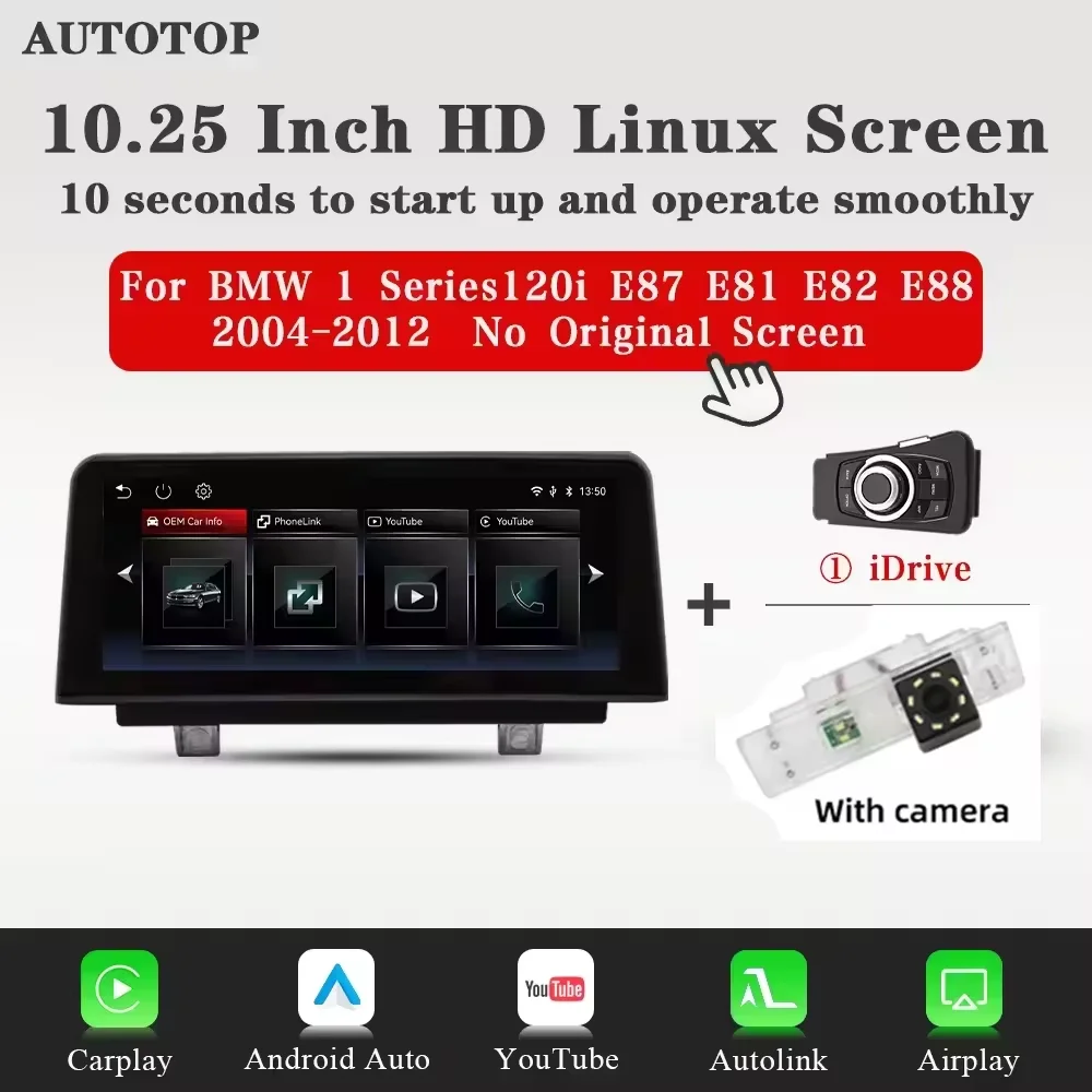 Draadloze CarPlay Android Auto Multimedia Speler voor BMW 1 Serie E87 E81 E82 E88 2004-2012 CIC Zonder Scherm YouTube GPS Autoradio