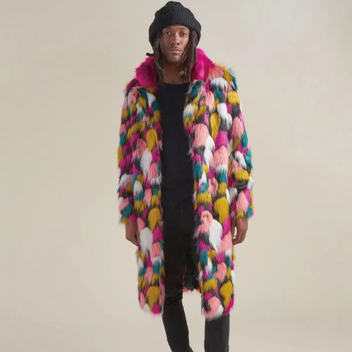 

Мужское пальто из искусственного меха с меховым воротником средней длины, теплая повседневная одежда с винтажным узором для молодых мужчин на осень