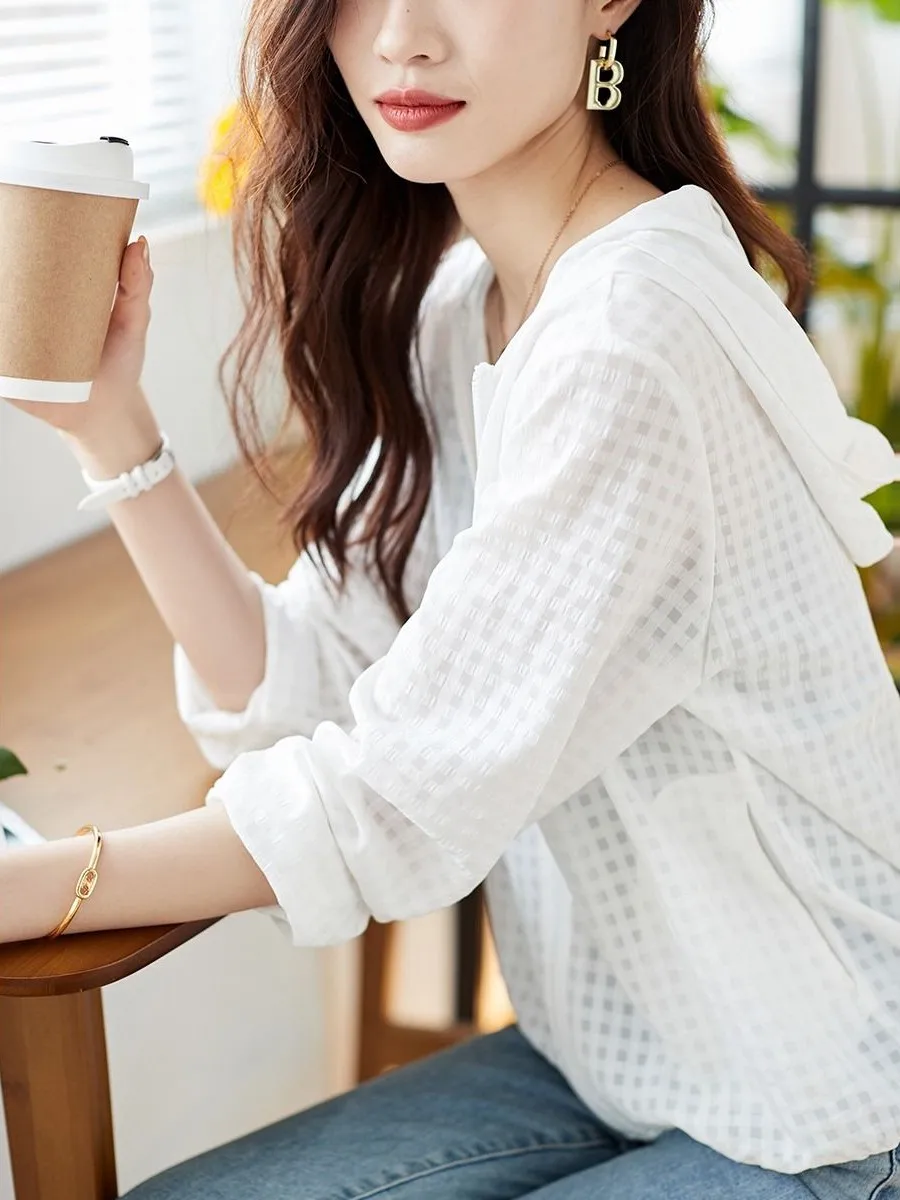 カジュアルレディースサマー2026新作帽子長袖ジッパーポケット日焼け止めアウターコートシンプル多用途帽子