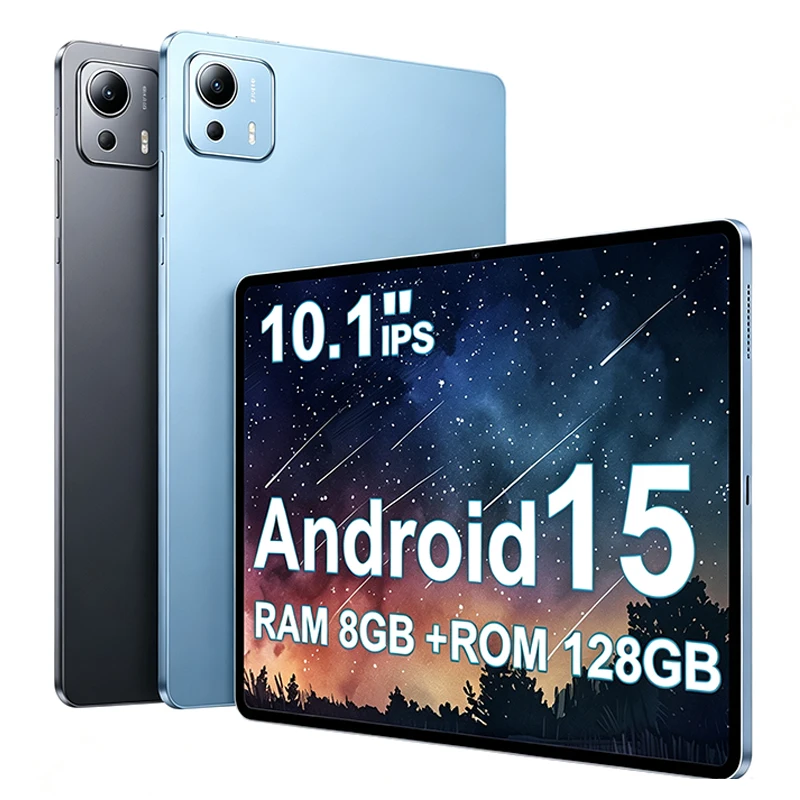 2026 Upgraded 10.1" Android 15 Tablet, Octa-Core 8GB+128GB, WiFi 6, 1280*800 IPS Screen, 5MP+13MP Dual Cameras, 6000mAh Battery