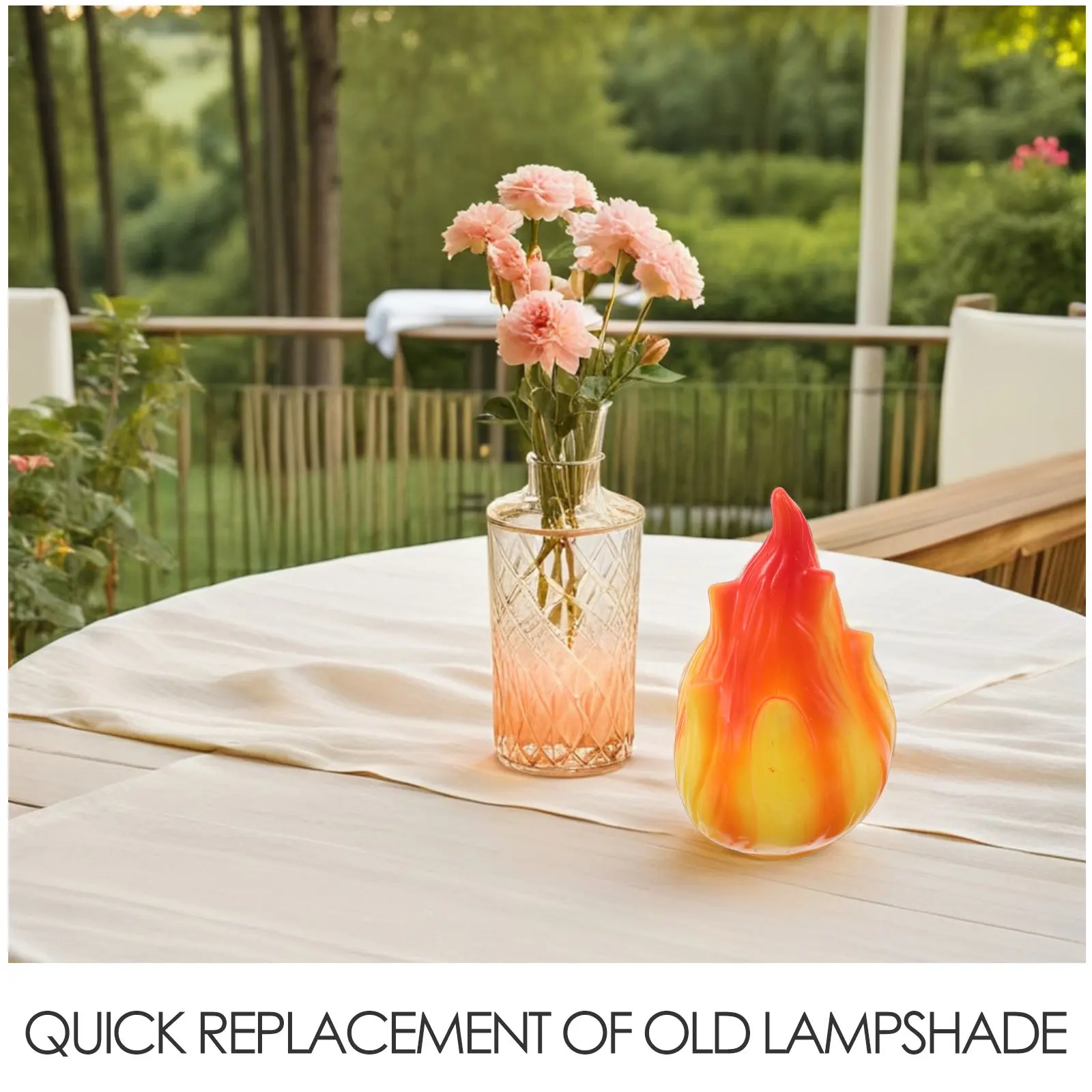 2Pcs Flame Lamp Shade Replacement Outdoor Solar Lamp Cover Decorative Realistic Flame Effect for Garden Pool Patio