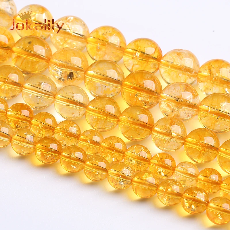 

100% Natural Crystal Quartz Beads Citrines Stone Round Loose Beads For Jewelry Making DIY Bracelet Accessories 4 6 8 10 12mm 15"