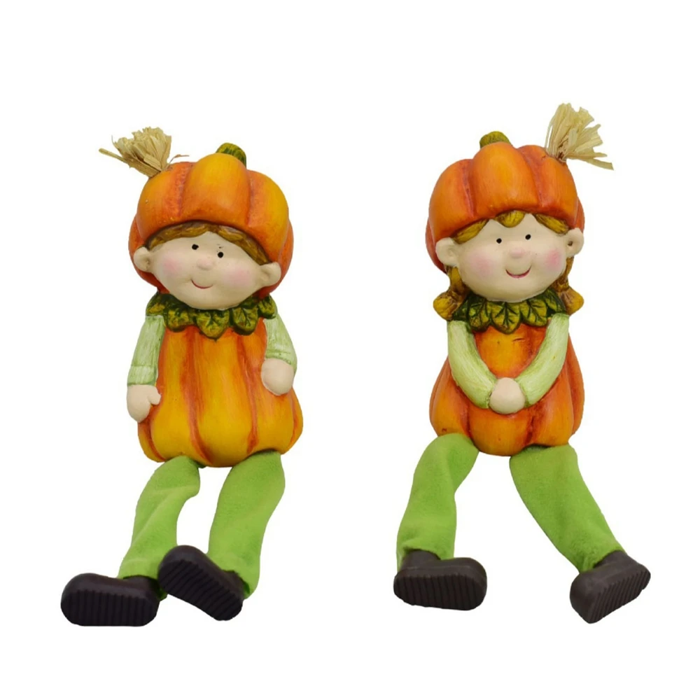 

Cartoon ceramic crafts pumpkin hanging feet little girl home desktop lamp sculpture decor courtyard landscape lights Party Home