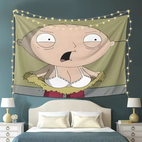 stewie Funny Creative Tapestry, Fashionable and Lightweight, Soft Light Beige-Friendly, Multi-Functional Bedroom Living Room