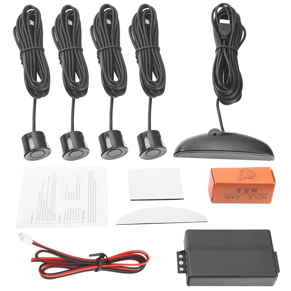 4 Sensor LED Moon Shape Parking Sensor System with Beeping Alert for Car Reverse Radar for Toyota Honda Ford Volkswagen BMW