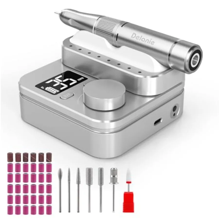 

Electric Nail Drill Machine 35000 RPM E File for Nails Professional with Magnetic Handpiece Holder Rechargeable Electric Nail F
