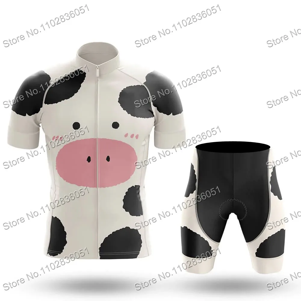 Cow Cycling Jersey Set 2023 Mens Cartoon Anime Clothing Kits Road Bike Suit Mountain Bicycle Shirt Bib Shorts MTB Ropa Maillot