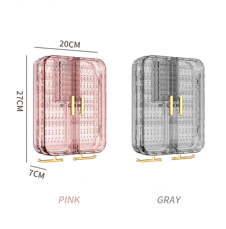 Imagem -06 - Luxo Transparente Caixa de Armazenamento de Jóias Grande Capacidade Pendurado na Parede Brincos Colar Anel Relógio Organizador Rack Quarto