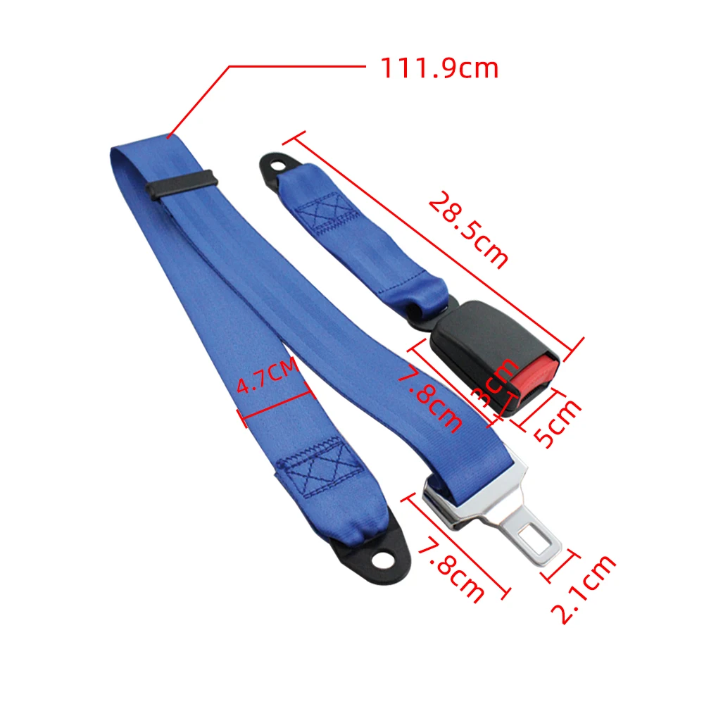 2 Points Car Seat Belt Universal Blue Seatbelt Adjustable Extension Bucklet Truck Seat Belt