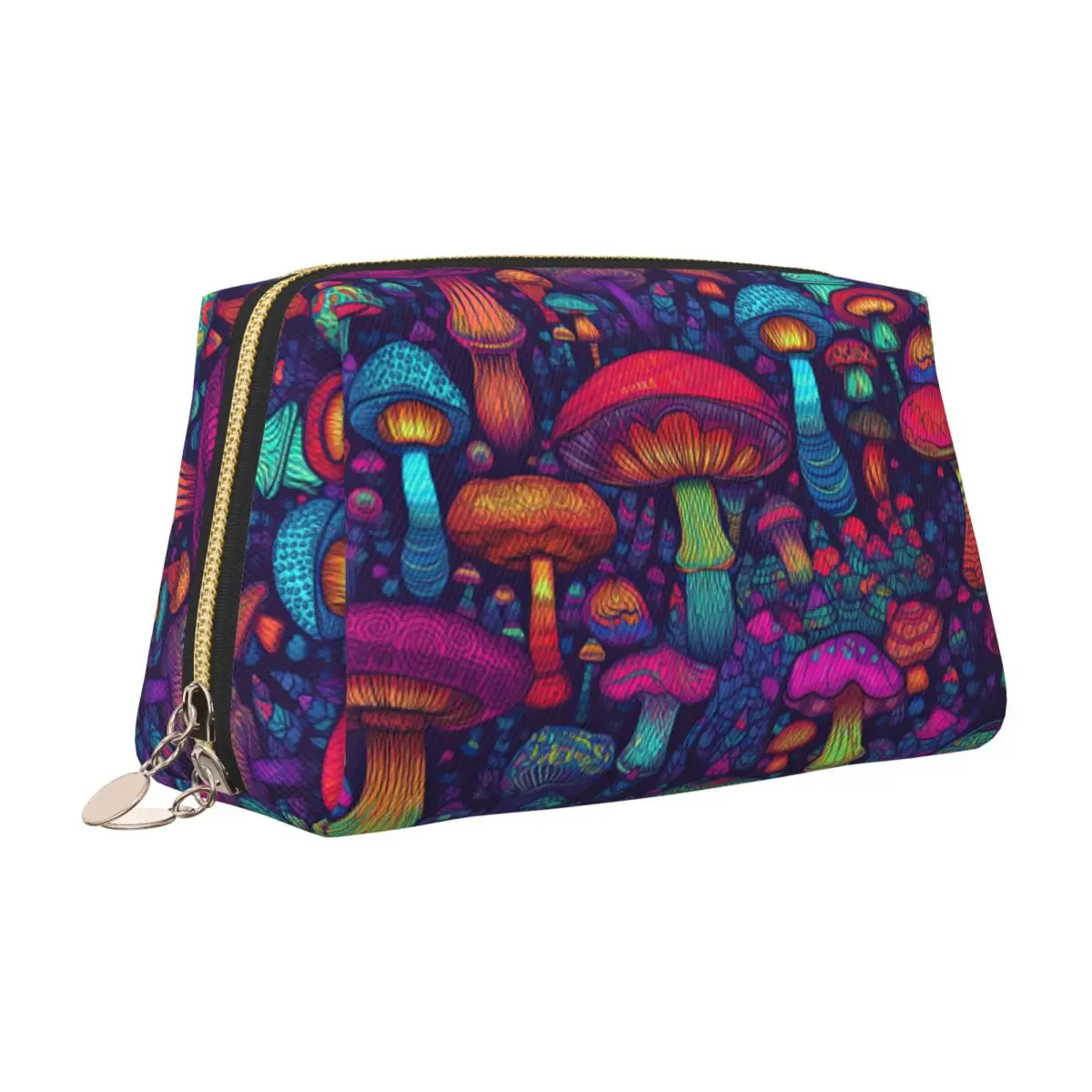 Mushroom Moonrise Trippy Psychedelic Neon Pastel Goth Toiletry Bag Cosmetic Makeup Organizer Ladies Beauty Storage Dopp Kit Case view 6