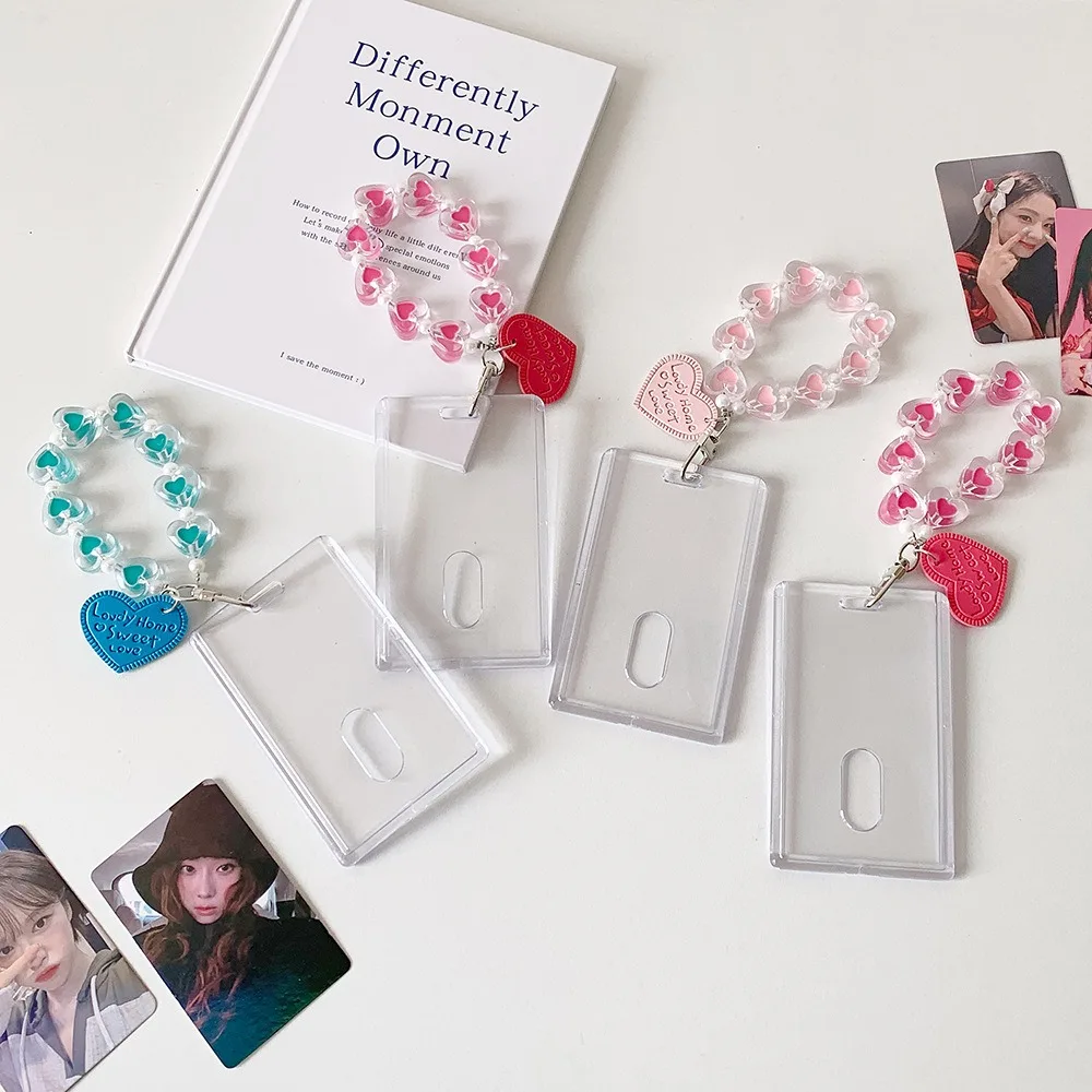 Acrylic PVC Card Cover Photocard Holder Love Heart Pendant Snowflake Photo Photocard Frame Korean Style Picture