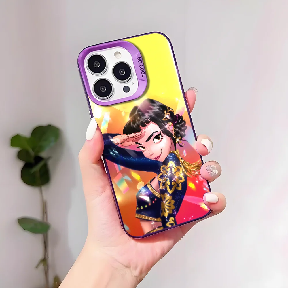 Filme kpop d-demon caçadores caso de telefone para iphone 17 16 15 14 13 12 11 pro max plus mini imd cor prata escudo
