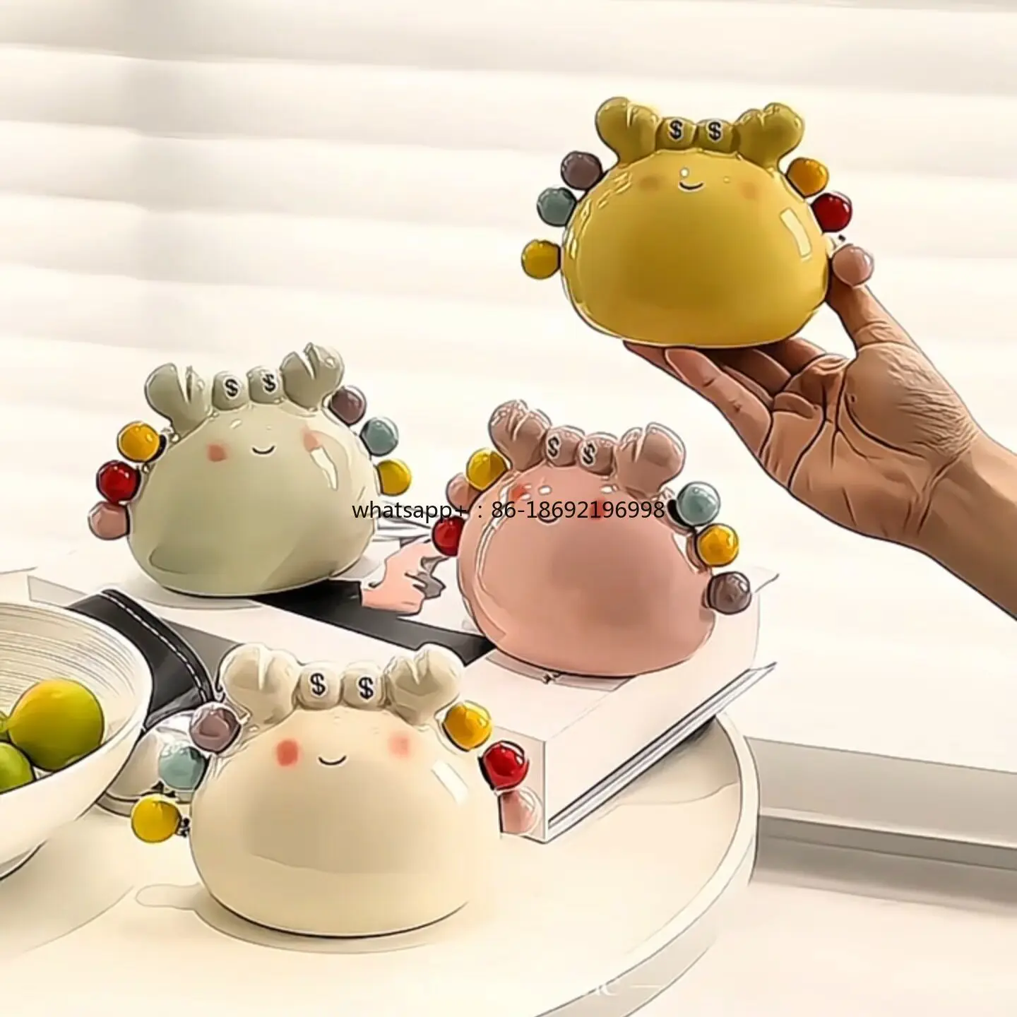 Small Crab Fruit Fork Light Luxury High-end Stainless Steel Ceramic Storage Jar Set Household Living Room Coffee Table