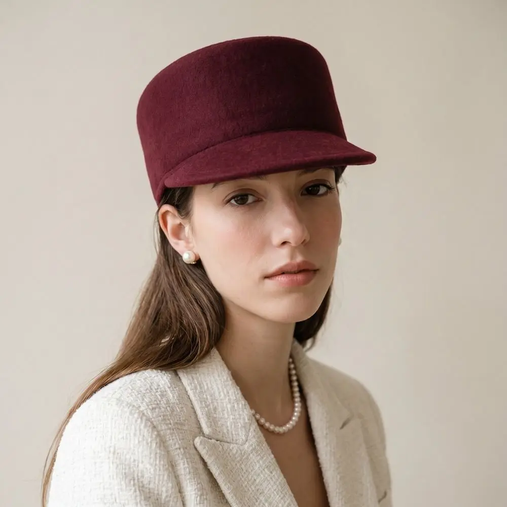 Fashion British Style Wool Equestrian Hat Elegant Retro Beret Charm Fedoras Wool Topper Hat Banquet