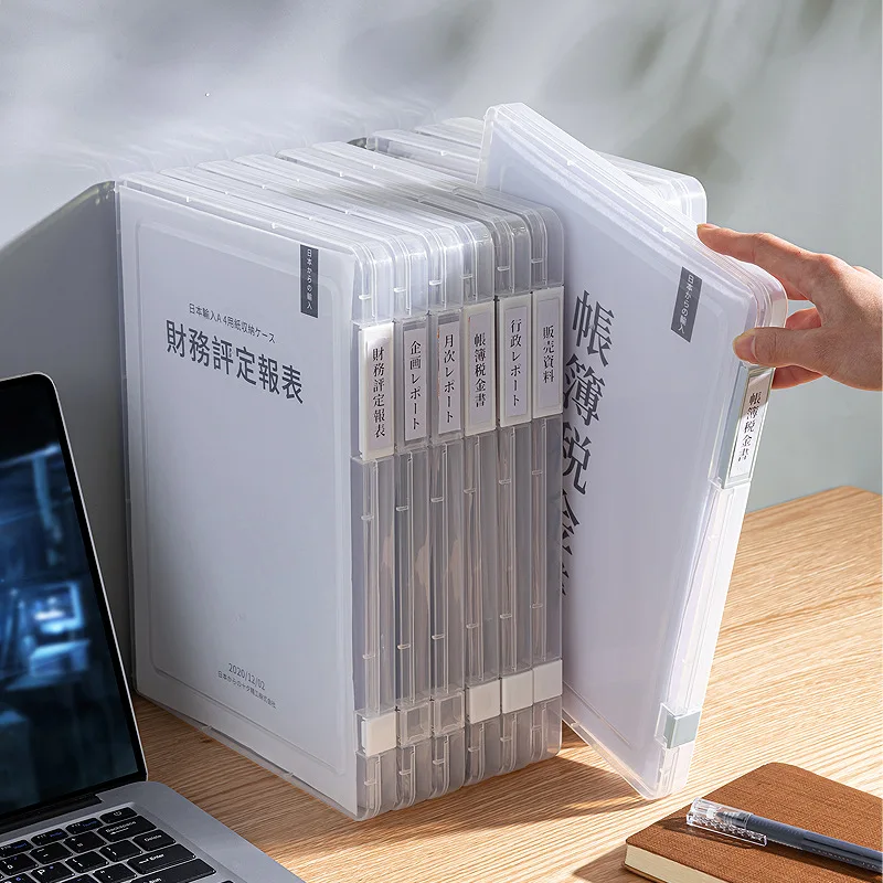 Plastic Document Organizer Organized Clear Square Shape Storage Box A4A5 Organizing Box Waterproof Test Paper Classification Box