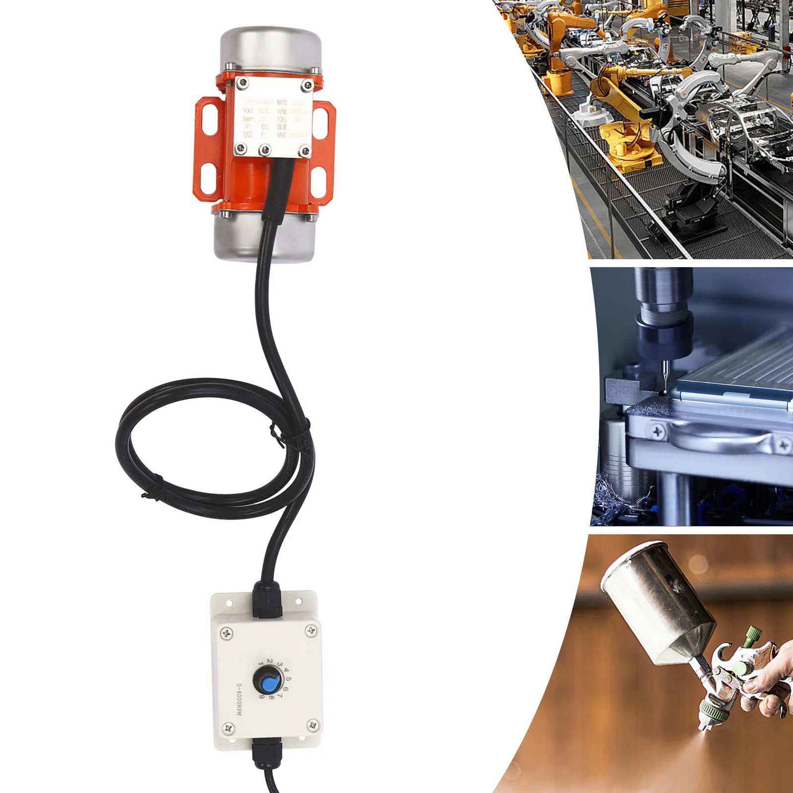 50W Brushless Concrete Vibrator Motor with Adjustable Speed, IP65 Waterproof, Bearings, and Easy Installation