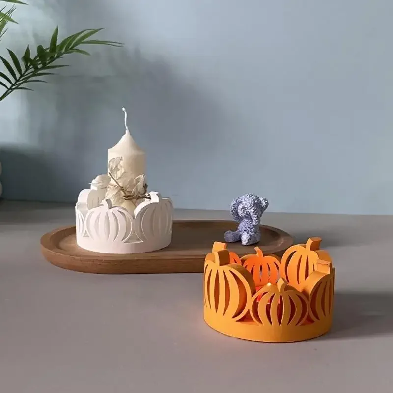 قالب شمع من السيليكون على شكل قرع مجوف للشمعة حامل شمع مصنوع من الراتينج لتزيين مهرجان الخريف وعيد الشكر Y5GB