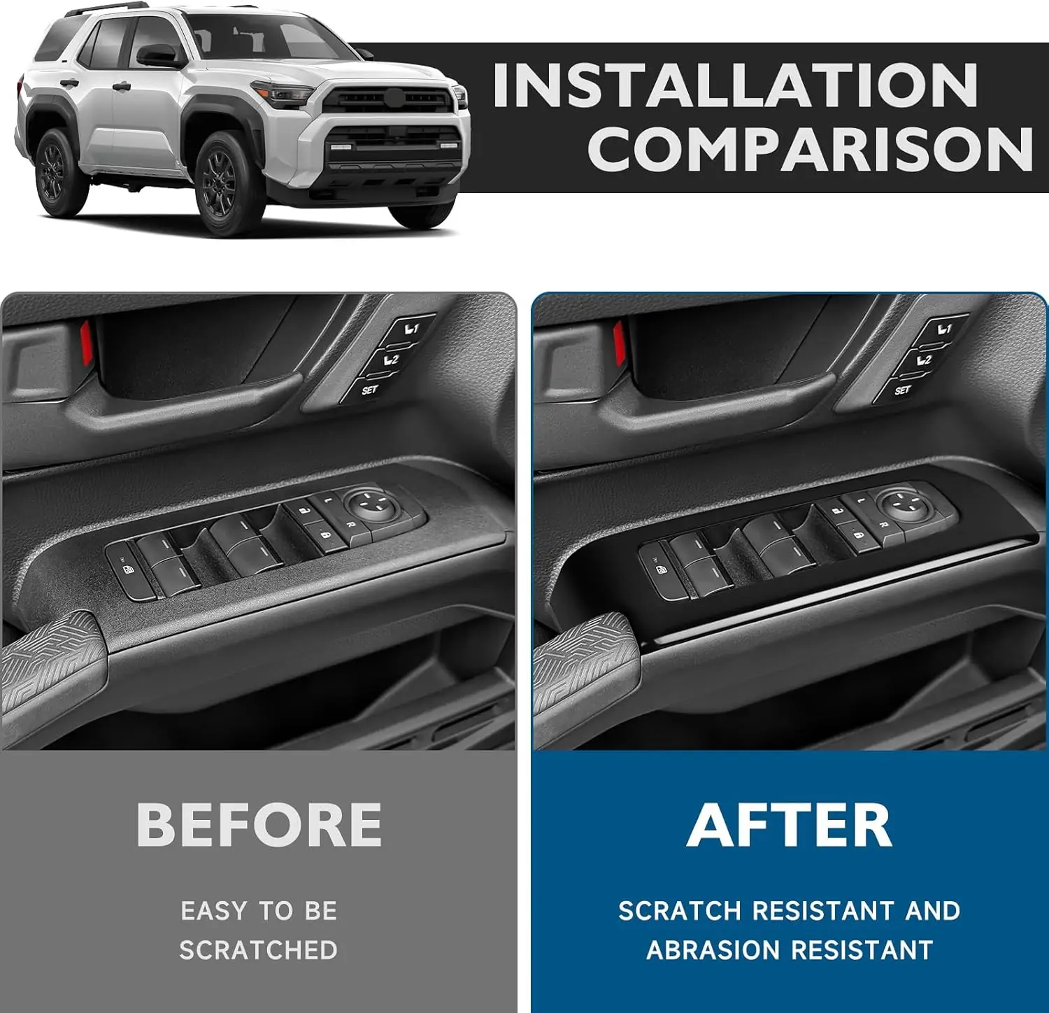 Door Window Switch Panel Cover For Toyota 4Runner 2025 2026 Accessories Stainless Steel Window Lift Switch Cover Window 4PCS