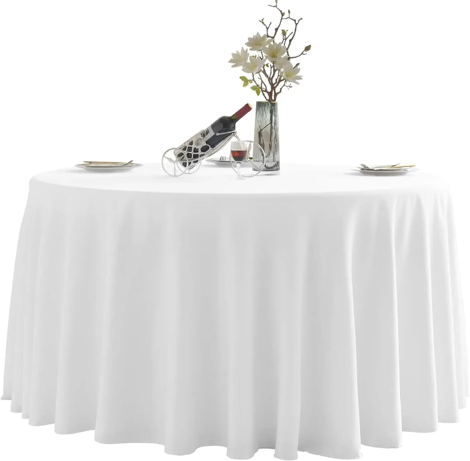 Round Tablecloth,10 Pack 132inch Stain and Wrinkle Resistant Polyester Table Cloth,Decorative Fabric Table Cover for Kitchen