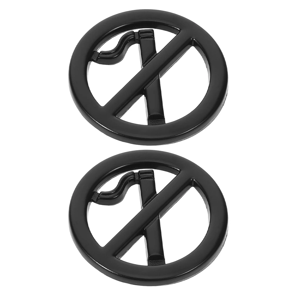 

2pcs No Smoking Metal Decal Stickers 3D Self-Adhesive Warning Signs For Car Interior Vehicle Office Home Business Use Silver