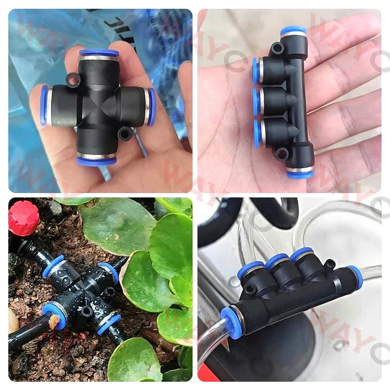 5PCS Pneumatic Fitting Connector 4mm 6mm 8mm 10mm PZA PK Quick Release 4 Way 5 Way Push In Connection For Air Water Hose Tube