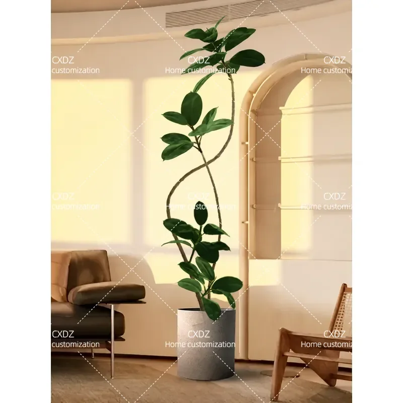 Simulated green plants fake plants light luxury living room decorative tree indoor large potted rubber tree floor ornament
