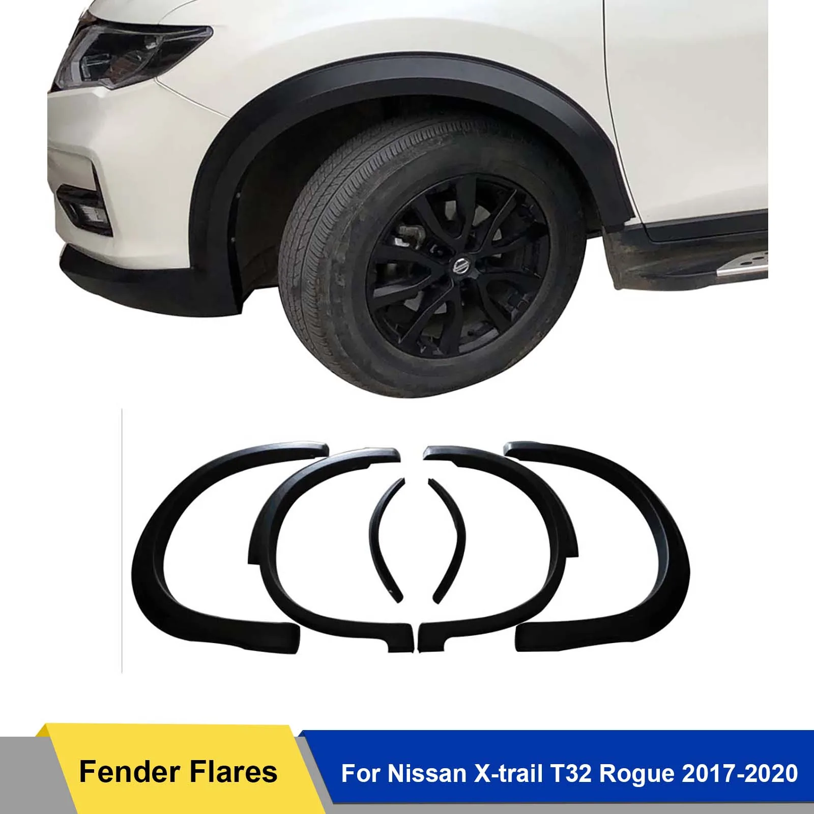 Fender Flares Wheel Arch Guard Protector For Nissan X-trail T32 Rogue 2017 2018 2019 2020 Matte Black 6pcs Wheel Eyebrow