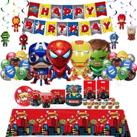 Marvel Birthday Party Decorations For Kids Latex Aluminum Foil Balloons Superhero Theme Event Supplies Disposable Tableware