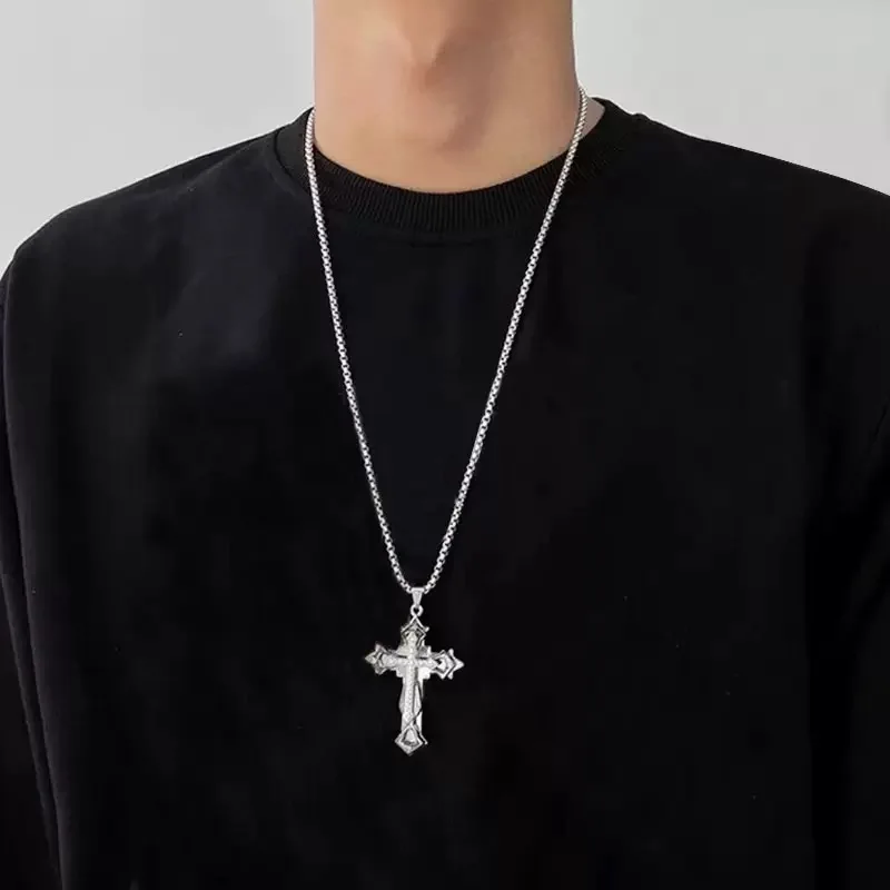 High Quality Cross Titanium Steel Non Fading Necklace,Domineering and Trendy Men's hip-hop Pendant Chain,New Handsome Men Women image 5