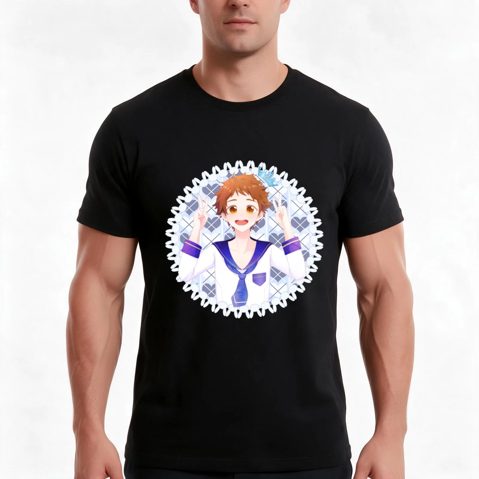 Mitsuru Tenma Ensemble Stars T-Shirt, Summer Casual Cotton Tee, Oversized Streetwear Tops, Vintage Graphic Print, 100% Cotton