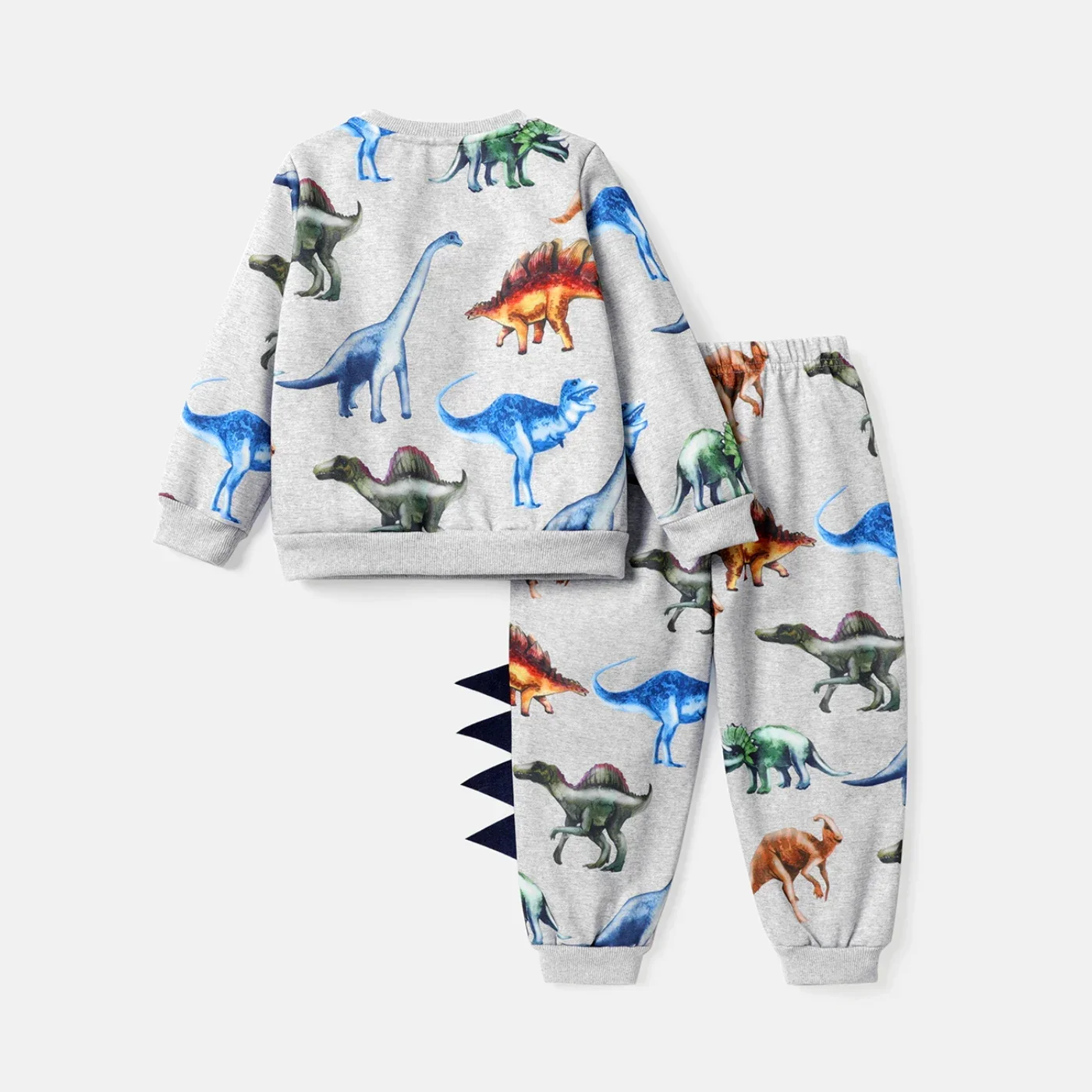 PatPat 2pcs Toddler Boy Animal Dinosaur Print Sweatshirt and Elasticized Pants set Soft and Comfortable  Perfect for Outings