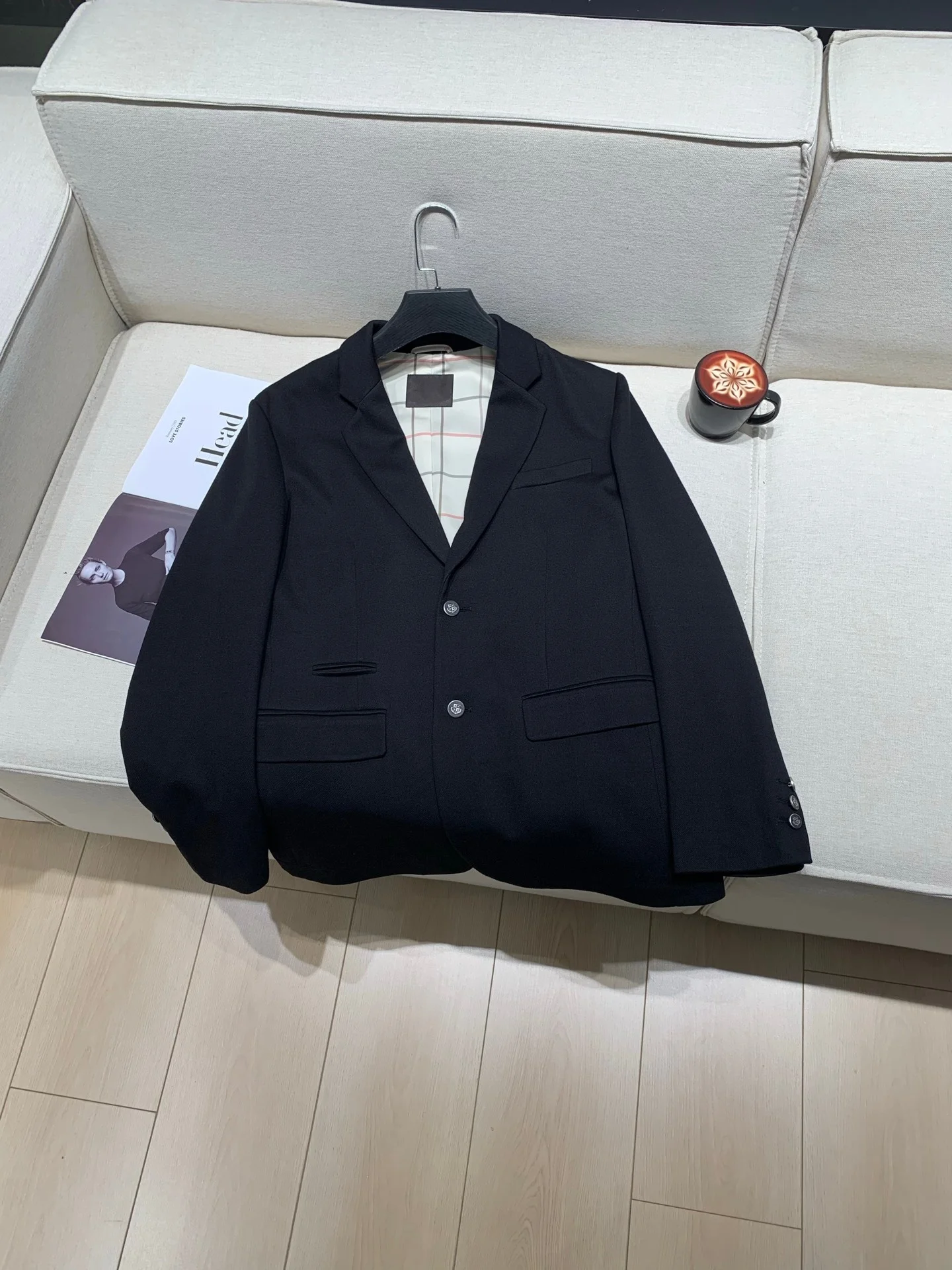 

Men's Wool Suit Jacket Autumn Winter Notched Collar Long Sleeve Single Breasted High Quality Blazer