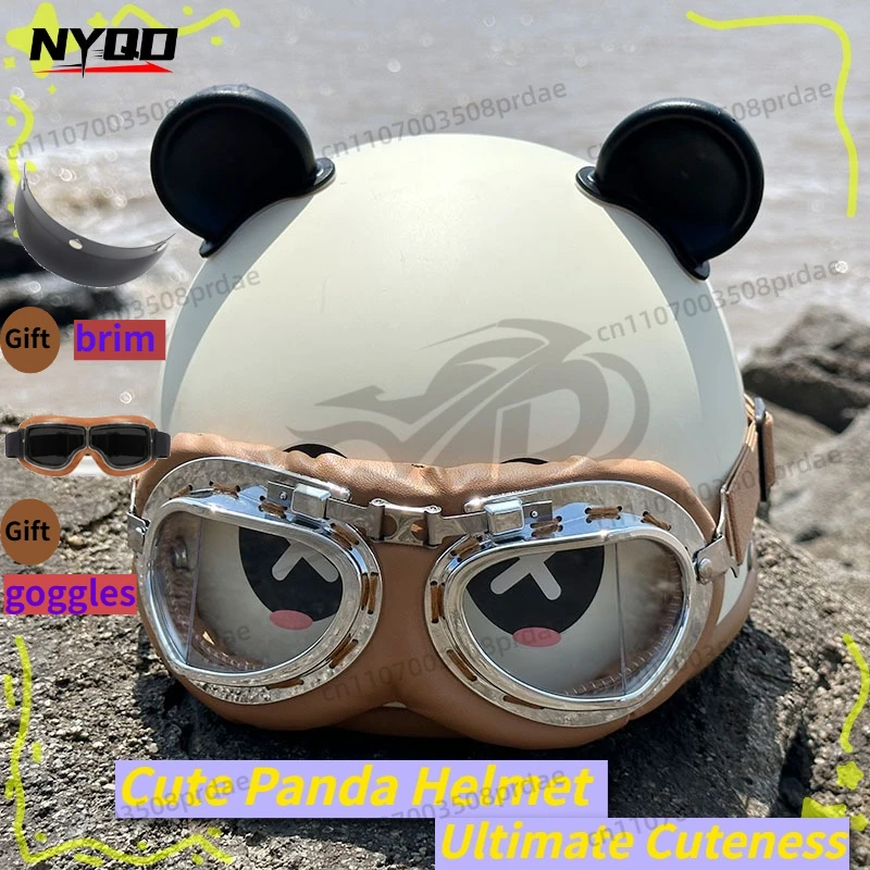 Cartoon electric bicycle helmet, universal retro in all seasons, with ear protection outdoor cycling helmet for men and women