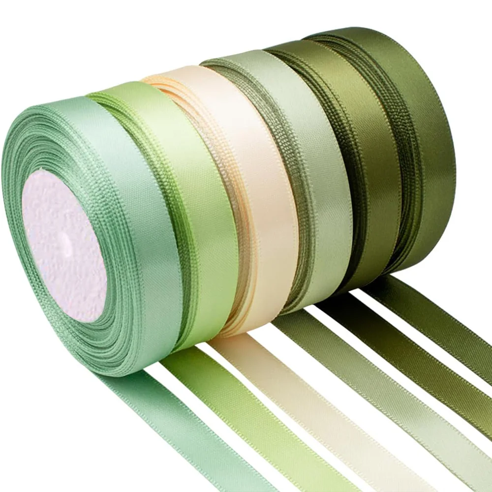 6 Rollen 150 Yards 3/8 Zoll sortiertes einfarbiges Satinband für Hochzeitseinladungen, Blumensträuße, Geburtstagsfeiern, DIY-Geschenkverpackungen – Detail 7