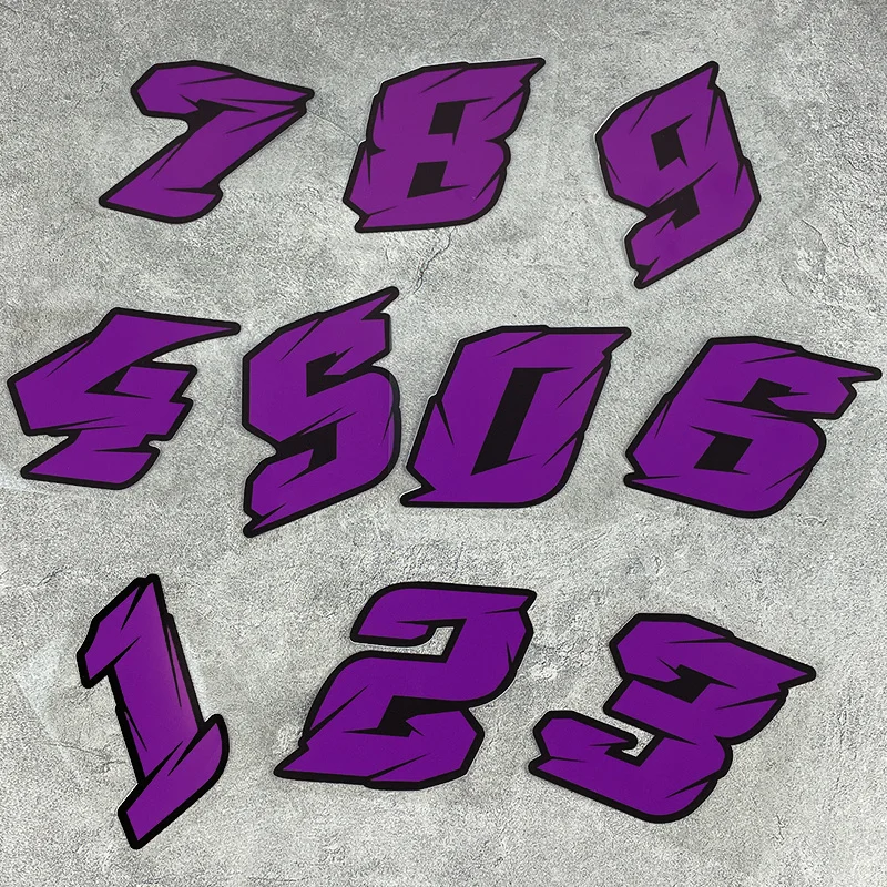 1PC Purple Racing Number Waterproof Vinyl Sticker, Bold Decals for Motorcycle & Car Custom Decor