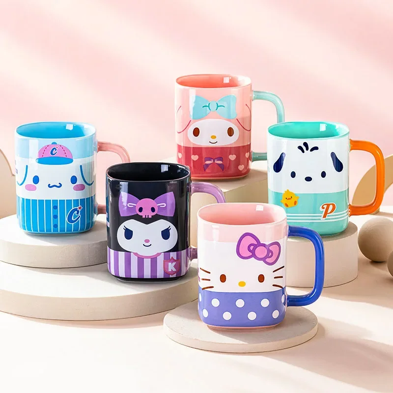 

Sanrio Kawaii Hello Kitty детская керамическая чашка My Melody Cinnamoroll аниме мультфильм модная большая вместительная ценная студенческая кружка