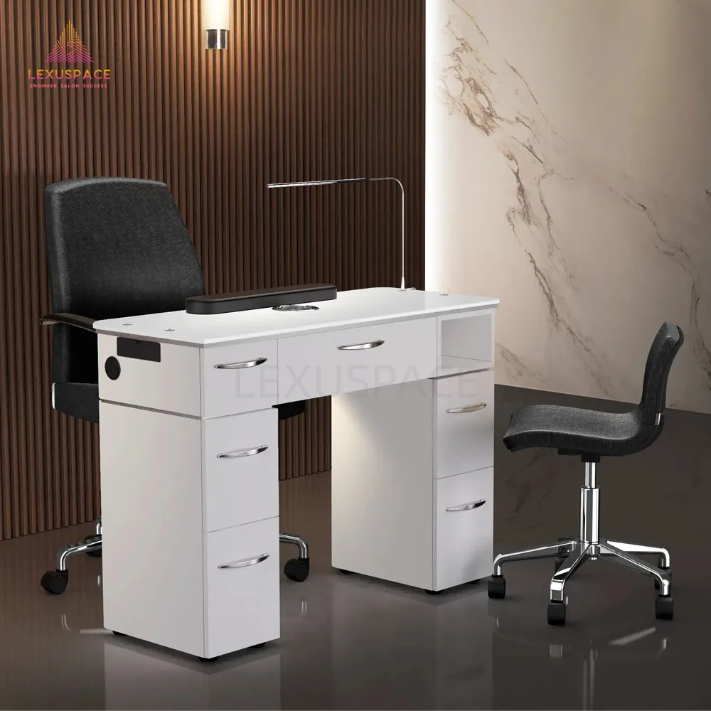 Professional Luxury Manicure Table Nails Table and Chair Set with Customized Wooden Color