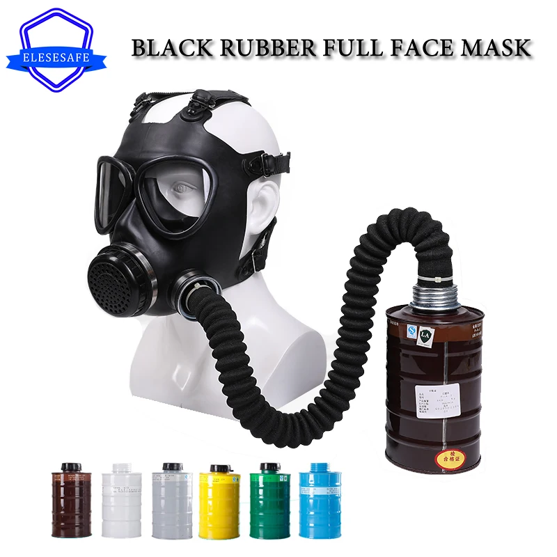 Black Full Face Mask Chemical Gas Respirator Natural Rubber Mask For Painting Pesticide Spraying Welding Work Safety Protection