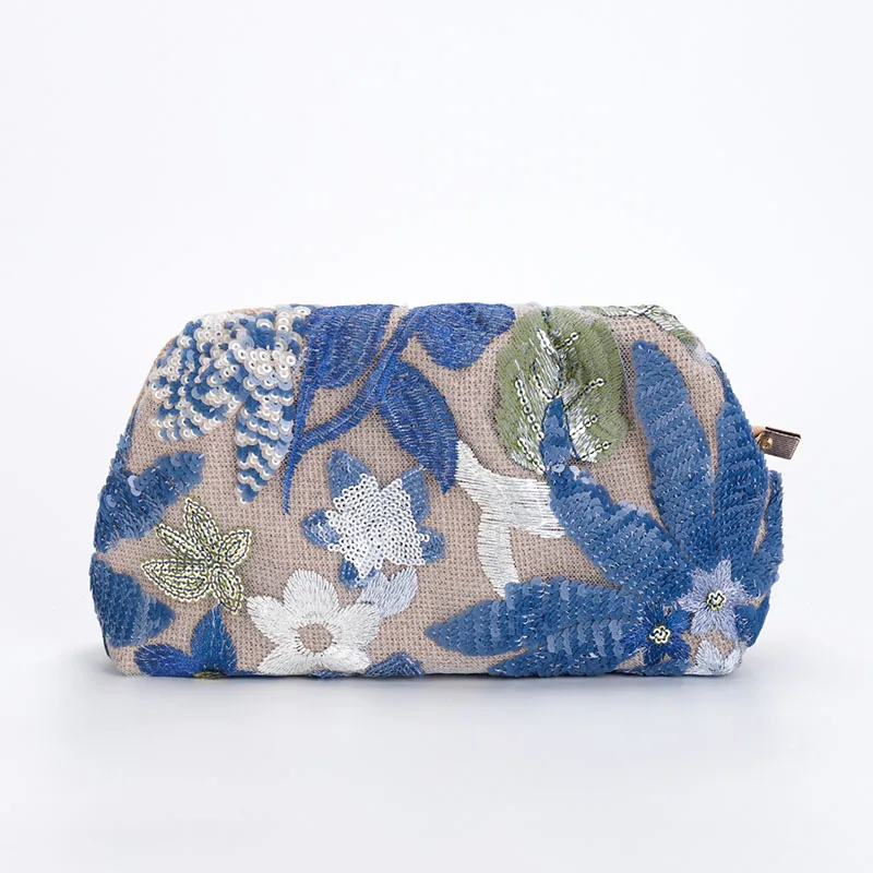 New Ink‑Wash Style Tulle Mesh Embroidery Sequin Evening Clutch Bag Heavy‑Crafted Luxury Ruched Pouch Women Handbag For Wedding